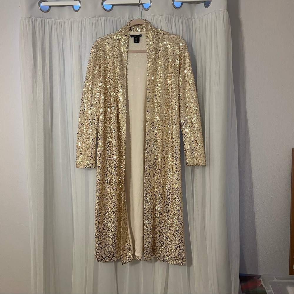 Sincerely Jules Gold Sequin Duster Women's Small